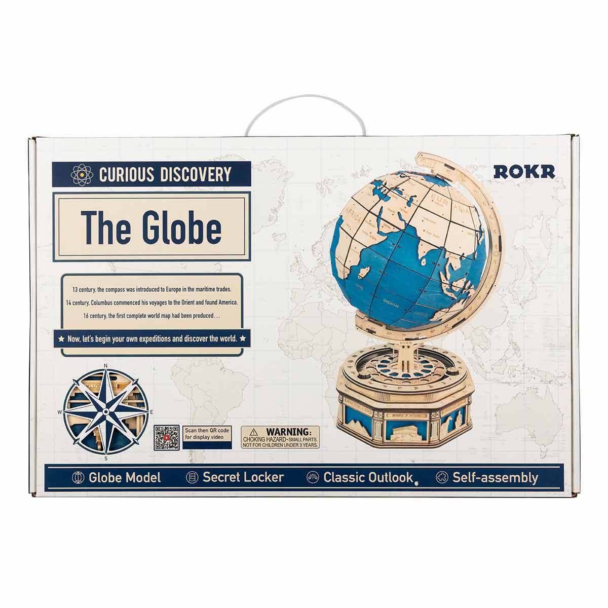 Houten Puzzel 3D The Globe Blauw, Robotime