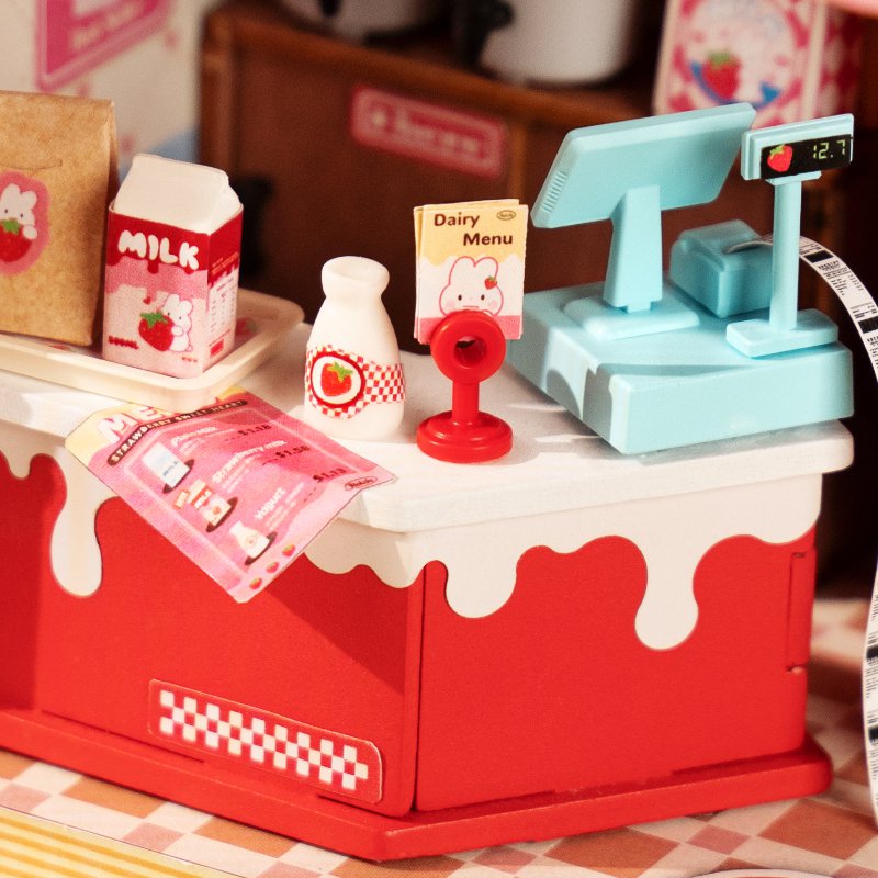 Robotime, DIY Huisje Strawberry Milk House , DS034, 15,5x11,6x18,3cm