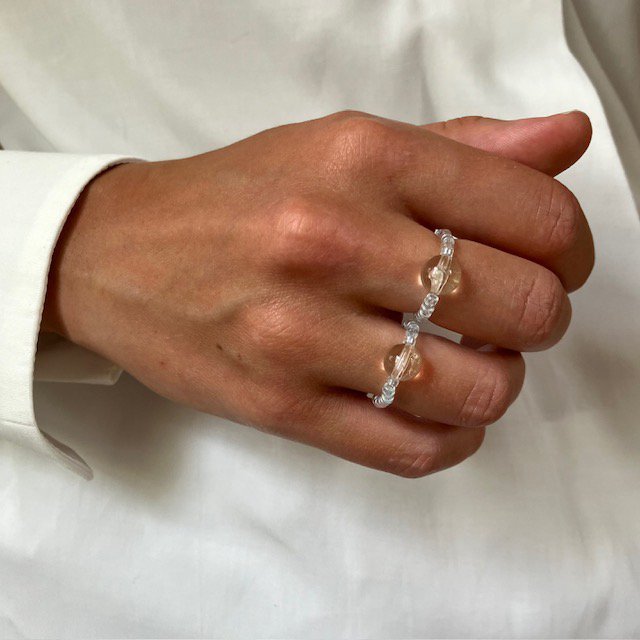 Luna -Leena ring gerecycled transparant - Handgemaakt in Nepal