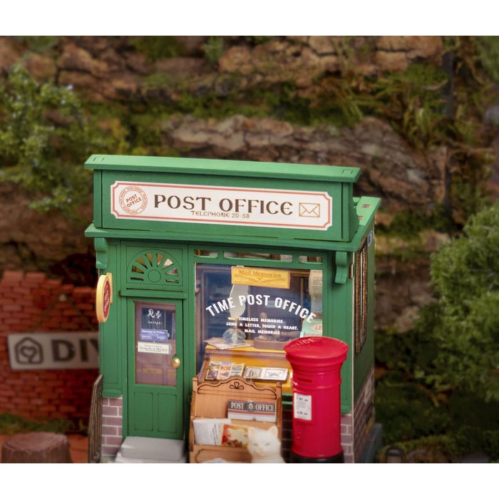 Robotime, DIY Huisje Centry Post Office,DS037, 9,5x9,5x12cm