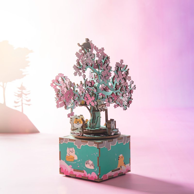 Robotime 3D Puzzle Music Box Cherry Blossom Tree