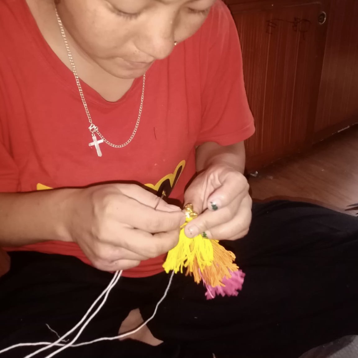 Luna-Leena Keychain Tassels Yellow - Organic Cotton - Handmade in Nepal