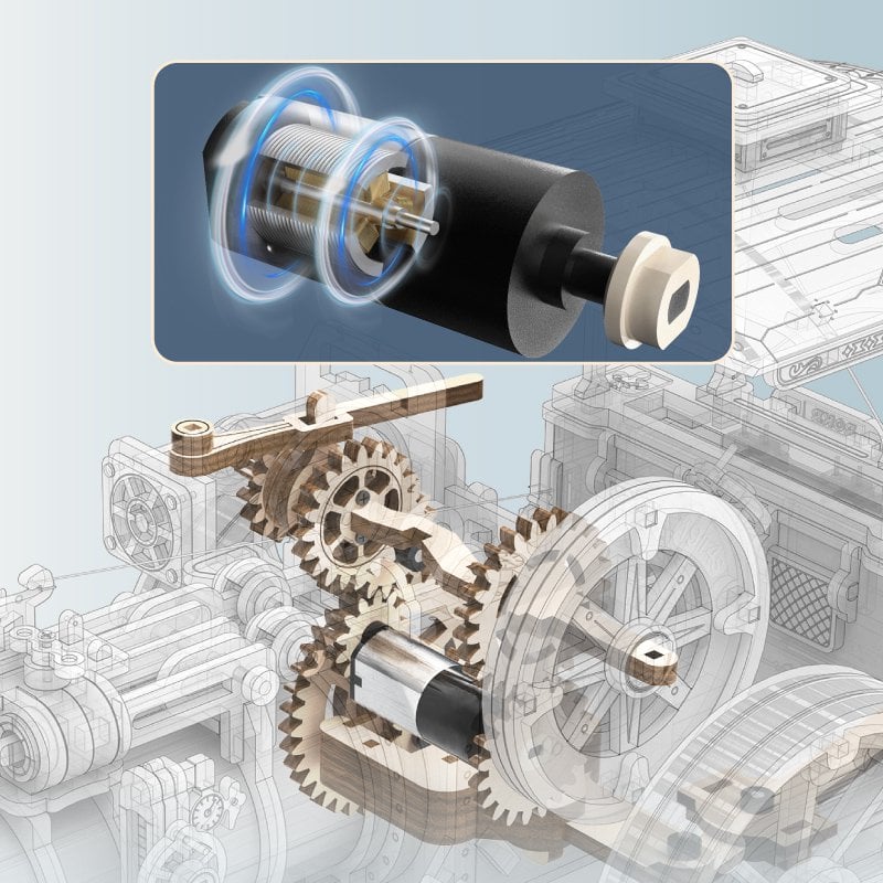 Robotime, 3D DIY Houten Modelbouwpakket Steam Engine, LKA01, 32x6x23,5cm