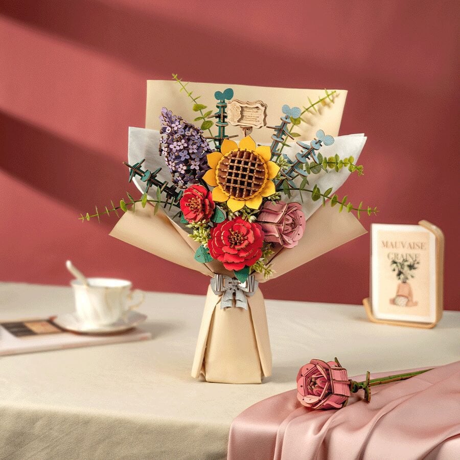 Robotime, DIY Houten Bloemenboeket/Flower Bouquet, TW01H,