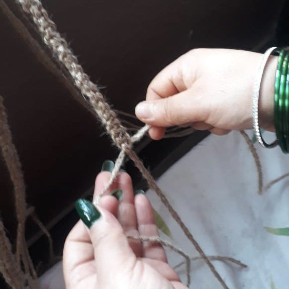 Luna-Leena plantenhanger - Macrame jute & zilver - Handgemaakt in Nepal