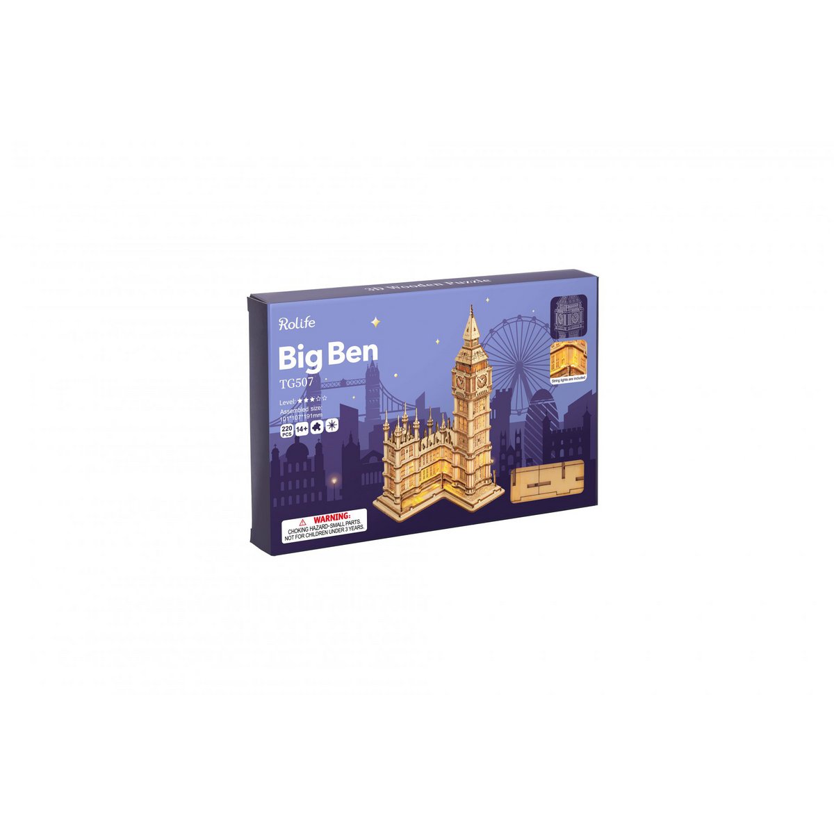 Robotime, 3D Houten Puzzel, Big Ben incl. verlichting