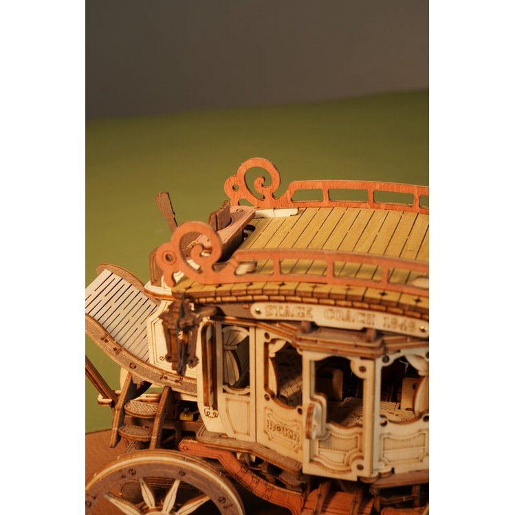 Robotime, Muziekdoosje Hout DIY 3D Mechanical Music Box Stagecoach/ Mechanische Muziekdoos Koets, AMKA1, 21,8x11,2x14,6cm