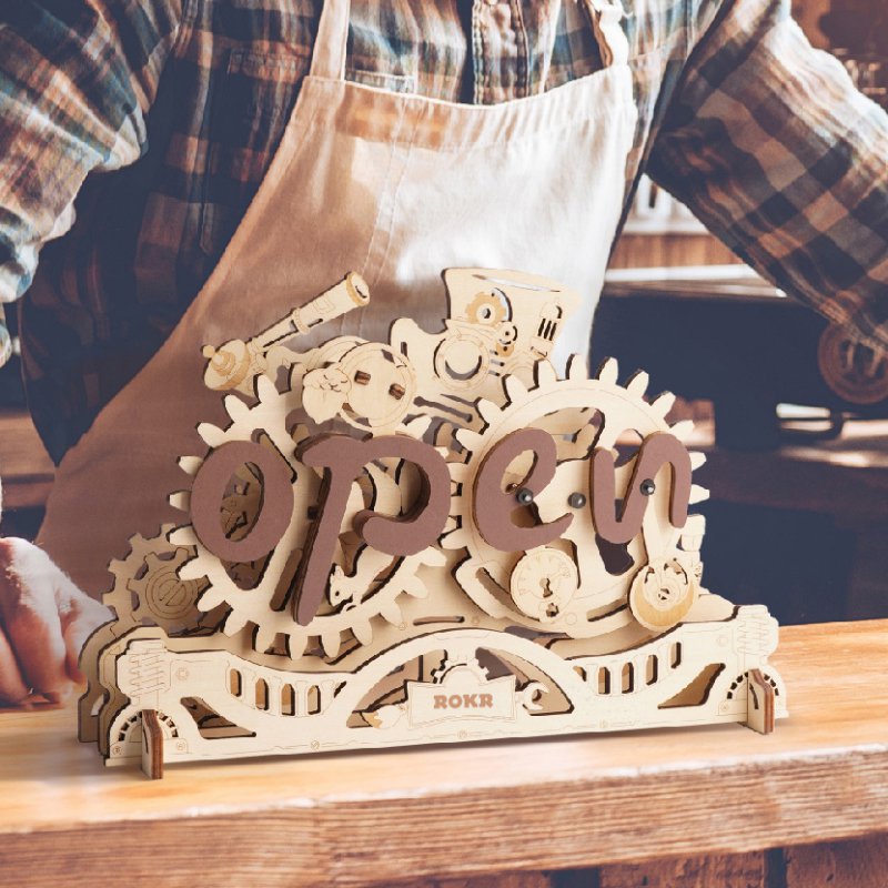 3D DIY Houten Bouwpakket Open Closed Sign, Robotime, LK506, 23x1,5x15,5cm