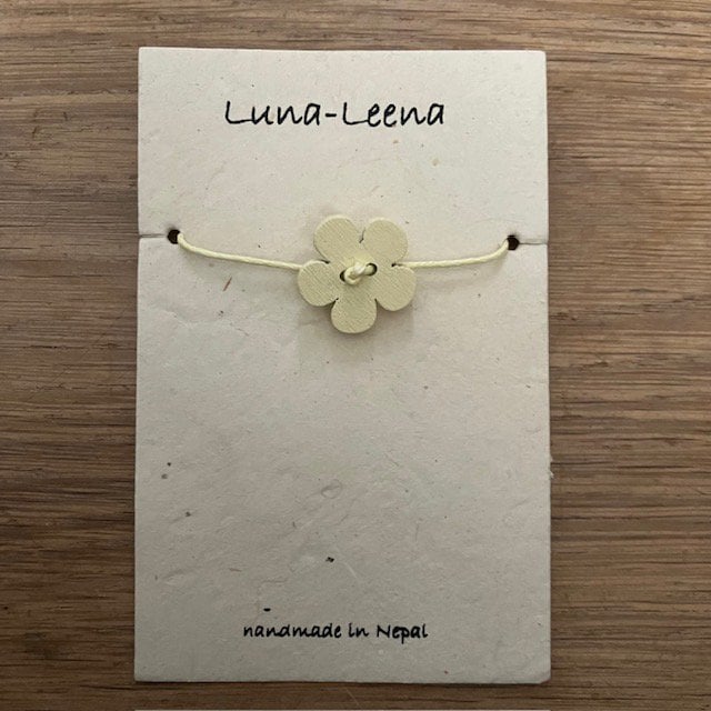 Luna-Leena kinderarmband bloei geel - Handgemaakt in Nepal