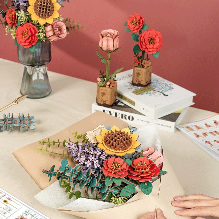 Robotime, DIY Houten Bloemenboeket/Flower Bouquet, TW01H,