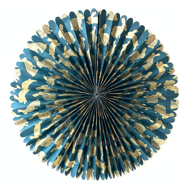 Luna-Leena Rosette - Eco-papier - Blauw/goud - Handgemaakt in Nepal
