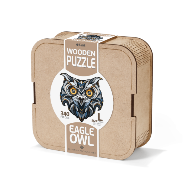 Eco Wood Art (EWA), Houten Legpuzzel Eagle-Owl, Size L, Houten Doos