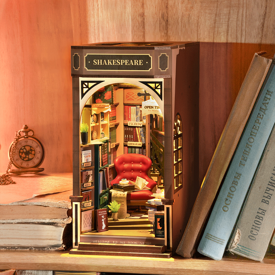 Robotime, DIY Book Nook Boekensteun Shakespeare's, TGB07, 20x11,5x22cm