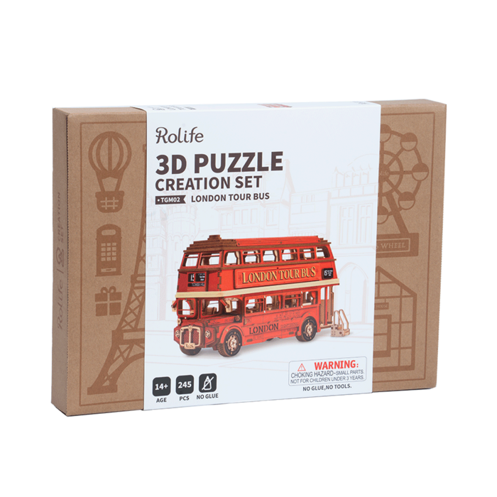 Robotime, Puzzelen was nog nooit zo leuk dan met deze 3D Houten Puzzel London Tour Bus