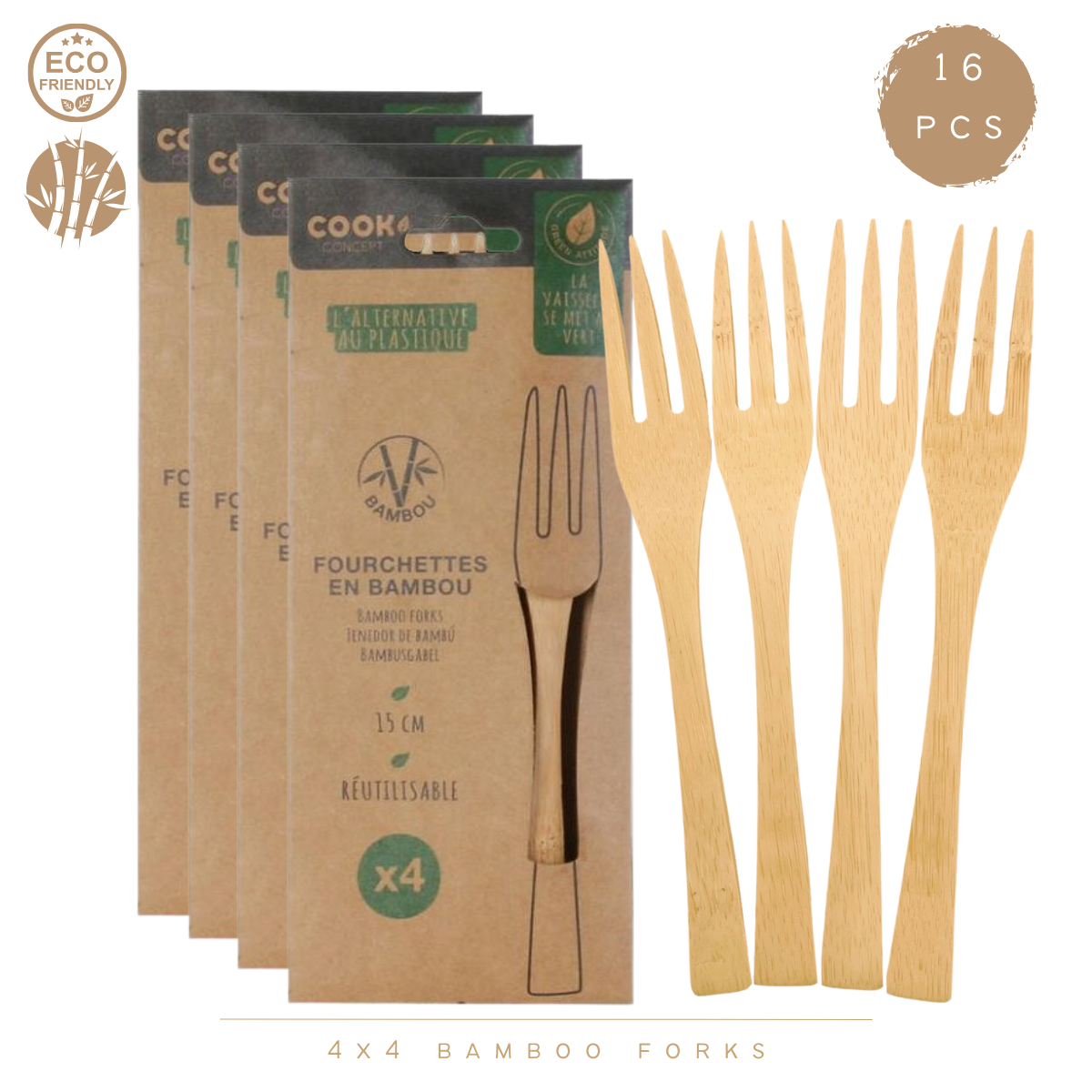 Cook Concept Bamboe Vorken - 16 Stuks - 15 cm