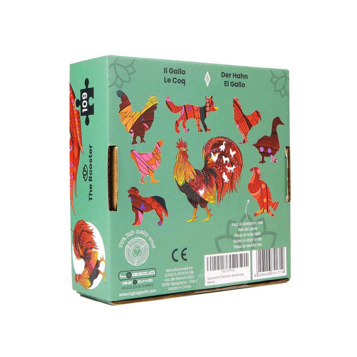 Logica Giochi Mandala Houten Legpuzzel Haan/ Rooster, 28,5x27,2 cm