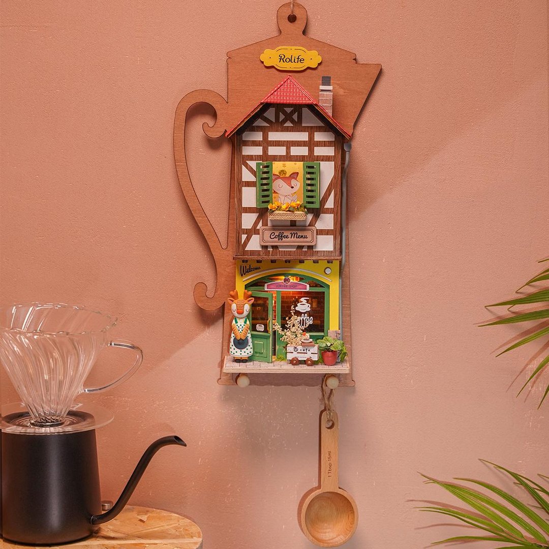 Robotime, DIY Sleutelrekje Lazy Coffee House met LED verlichting