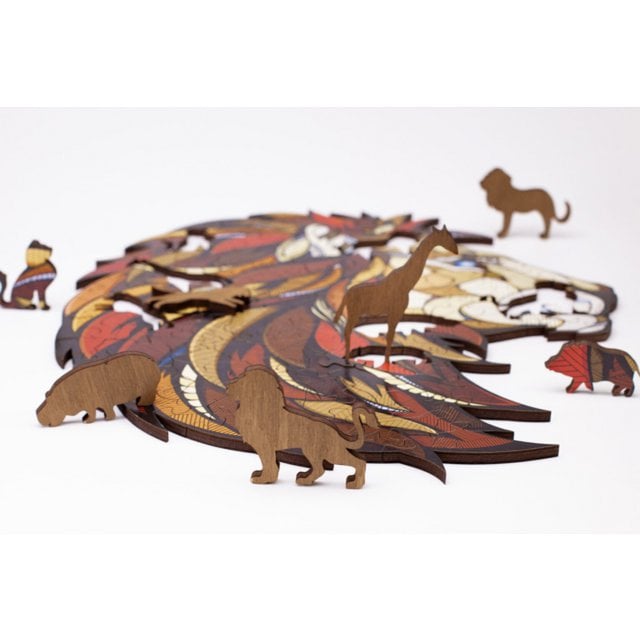 Eco Wood Art (EWA) Houten Legpuzzel Leeuw/ Lion, Size M
