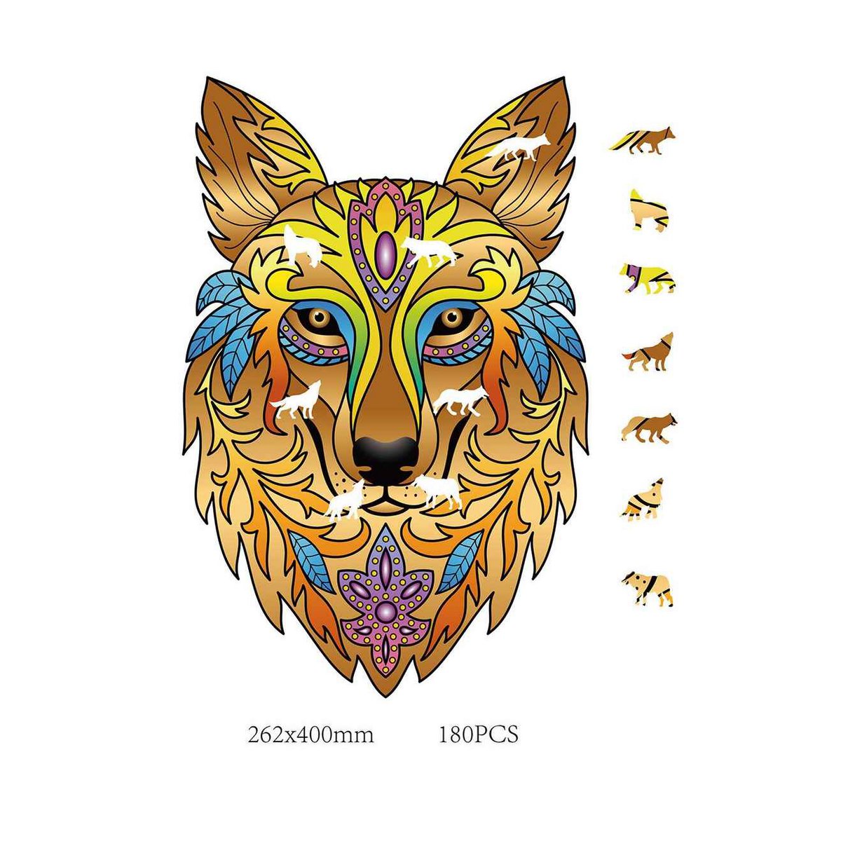 Logica Giochi Mandala Houten Legpuzzel Wolf, LG1757, 26,2x40 cm
