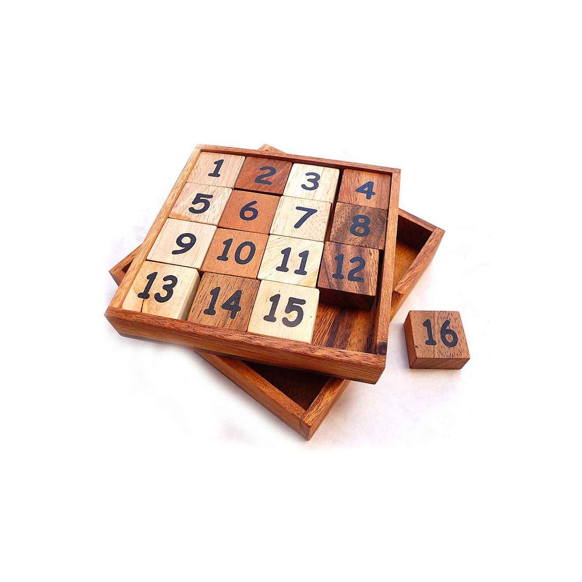 Logica Giochi Houten 2 in 1 Puzzel 15+16, LG125, 12x12x3cm
