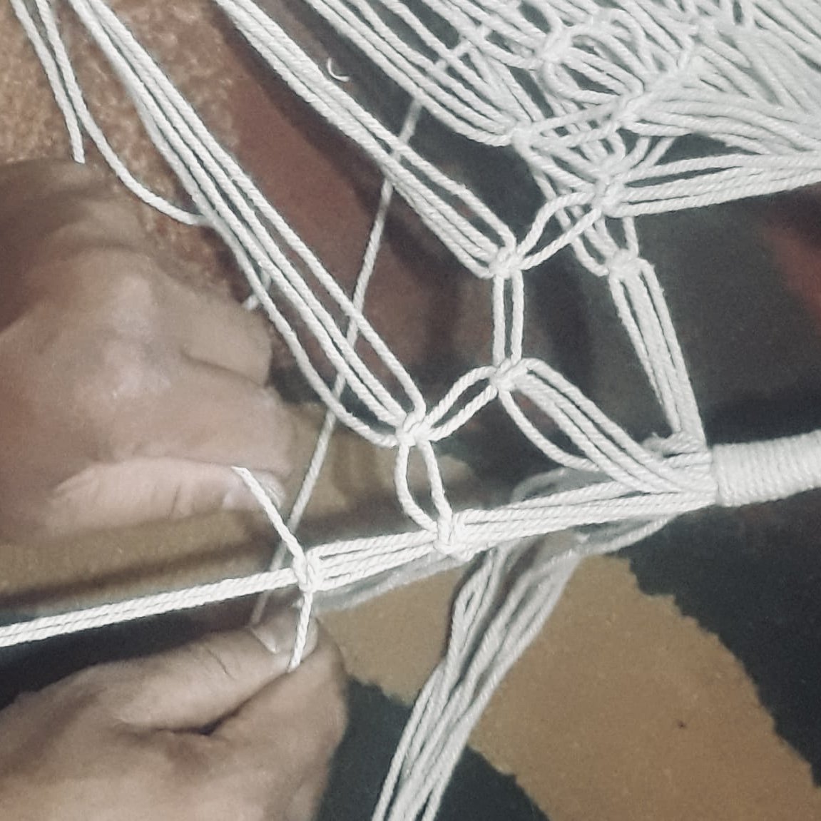 Luna-Leena tas - Macrame gebroken wit - Katoen - Handgemaakt in Nepal
