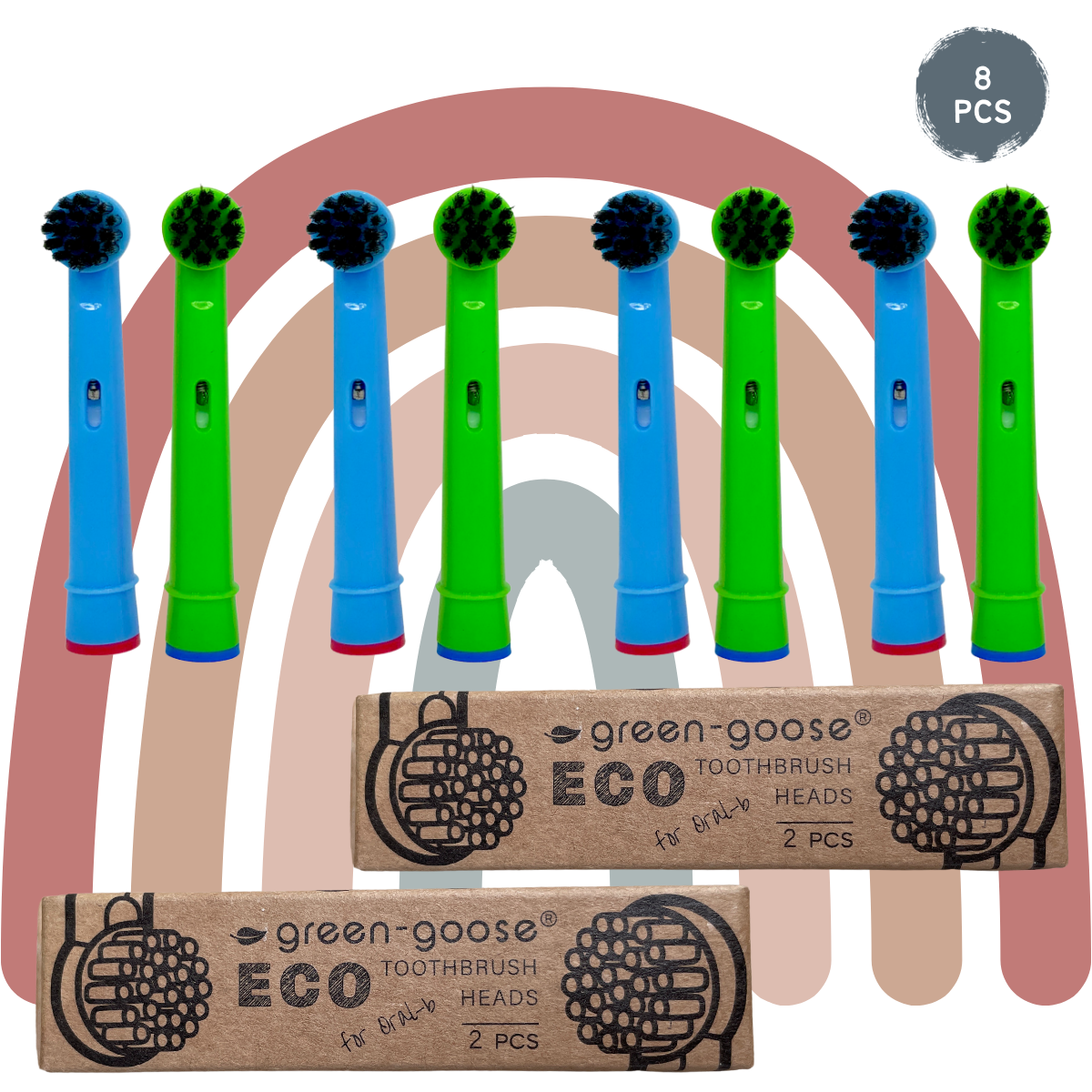 green-goose Oral B Houtskool Opzetborstels | 2x4 Stuks | Kids