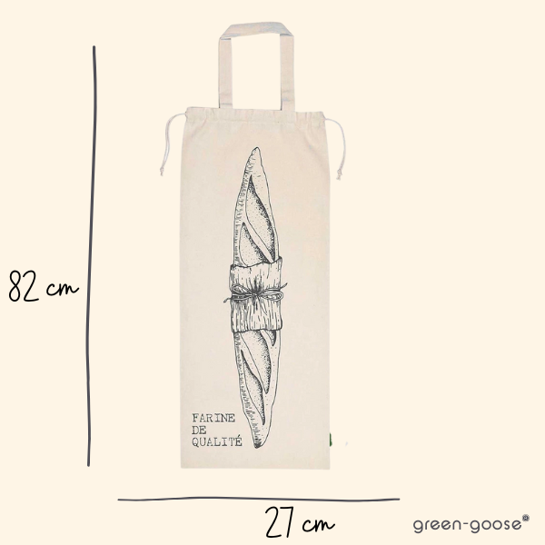 green-goose Katoenen Broodzak XXL - 27x82 cm - Creme
