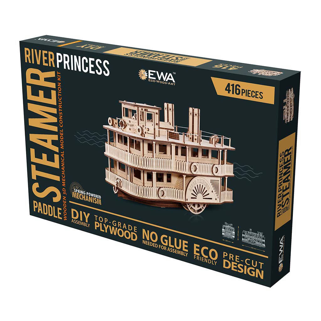 Eco Wood Art (EWA) 3D Houten Puzzel Paddle River Princess Stemaer