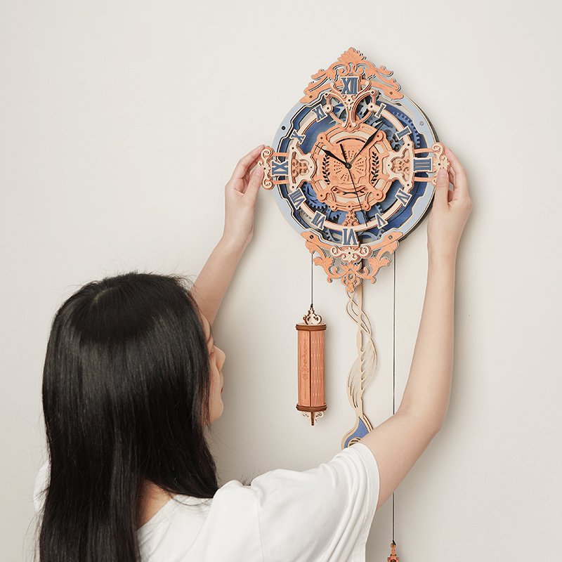 Robotime, 3D Houten Puzzel Romantic Note Wall Clock, LC701, 29,8x10,7x64,4cm