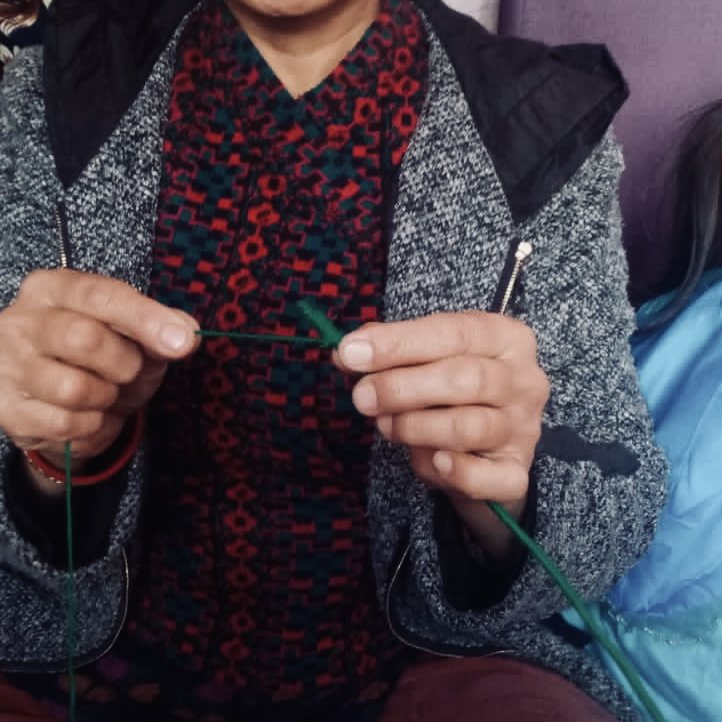 Luna-Leena 3x bloem 'Lisa' gebroken wit - Zachte wol - Handgemaakt in Nepal