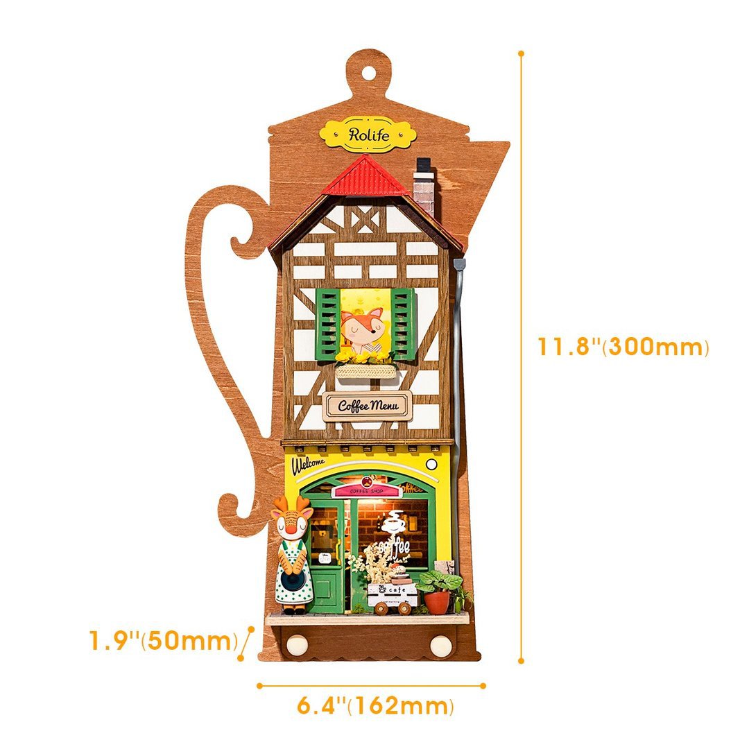 Robotime, DIY Sleutelrekje Lazy Coffee House met LED verlichting