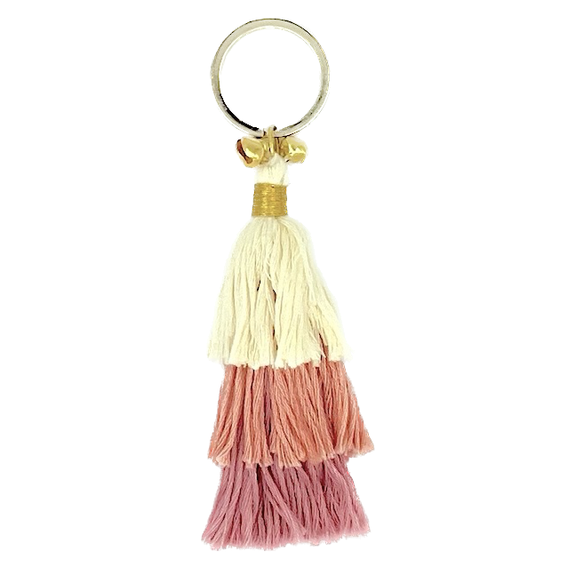 Luna-Leena Keychain Tassels - Old Pink - Organic Cotton - Handmade in Nepal