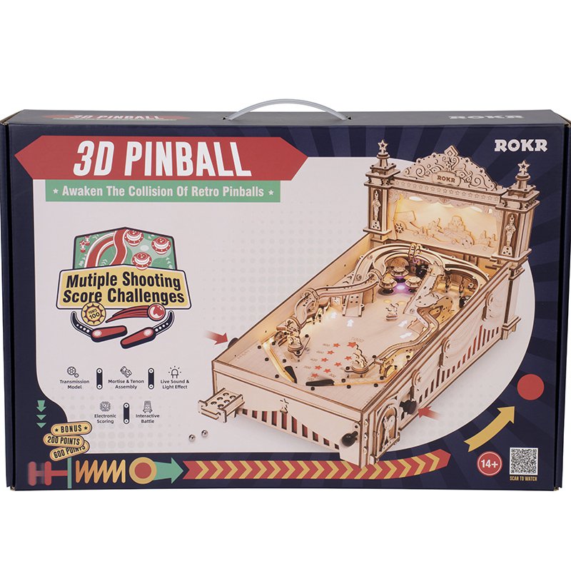 Robotime, 3D Houten Puzzel Flipperkast/Pinball Machine