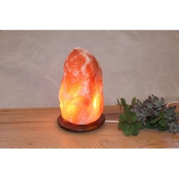 Himalaya Salt Dreams, Zoutlamp op Houten voet, ca 25 cm hoog