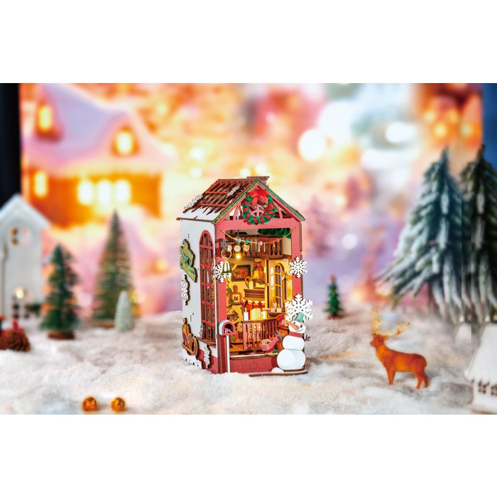 DIY Book Nook Boekensteun Christmas Indoor Scene, Robotime, TGC07, 21,8x13,6x24,7 cm