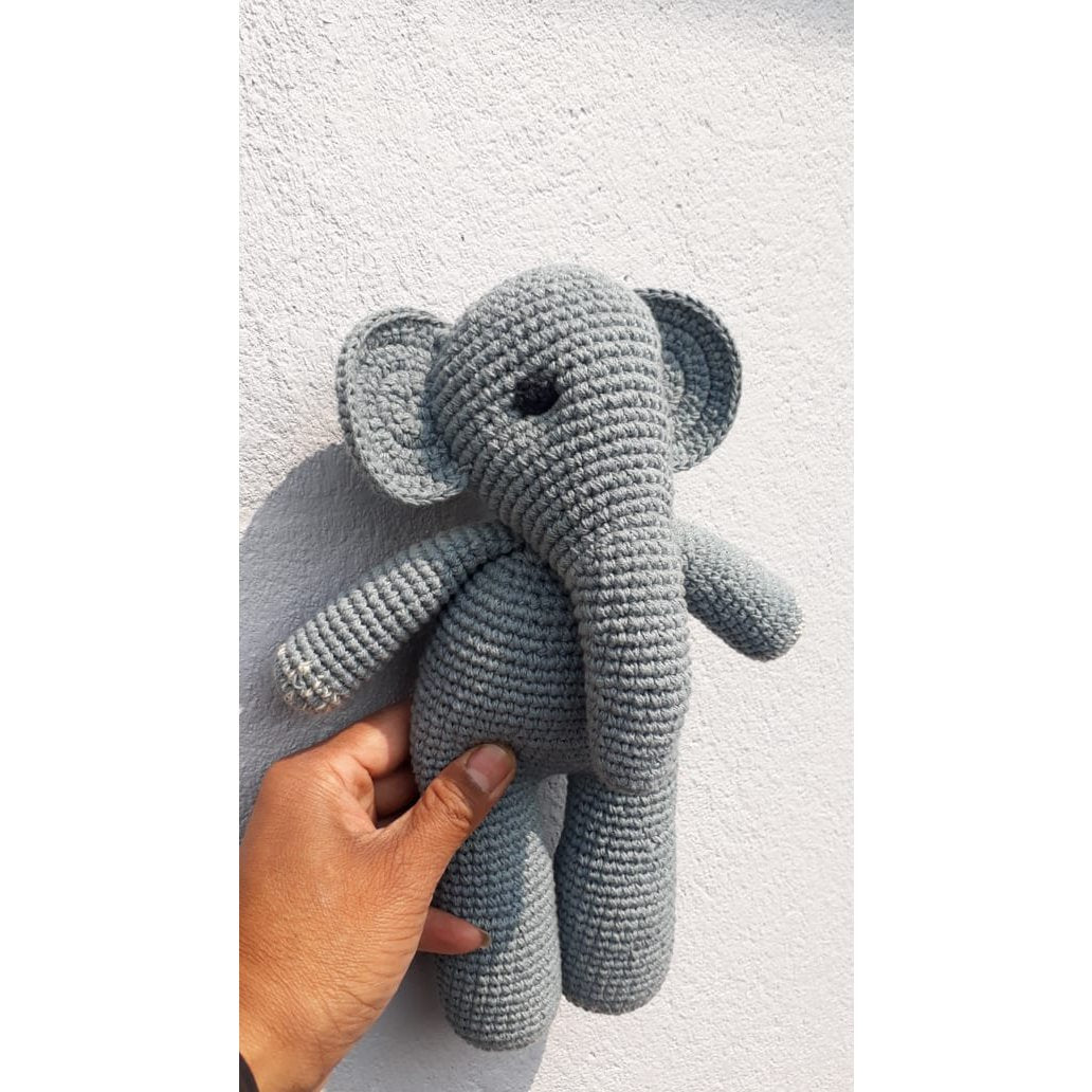 Luna-Leena olifant Max knuffel grijs - Biologisch katoen - Handgehaakt in Nepal