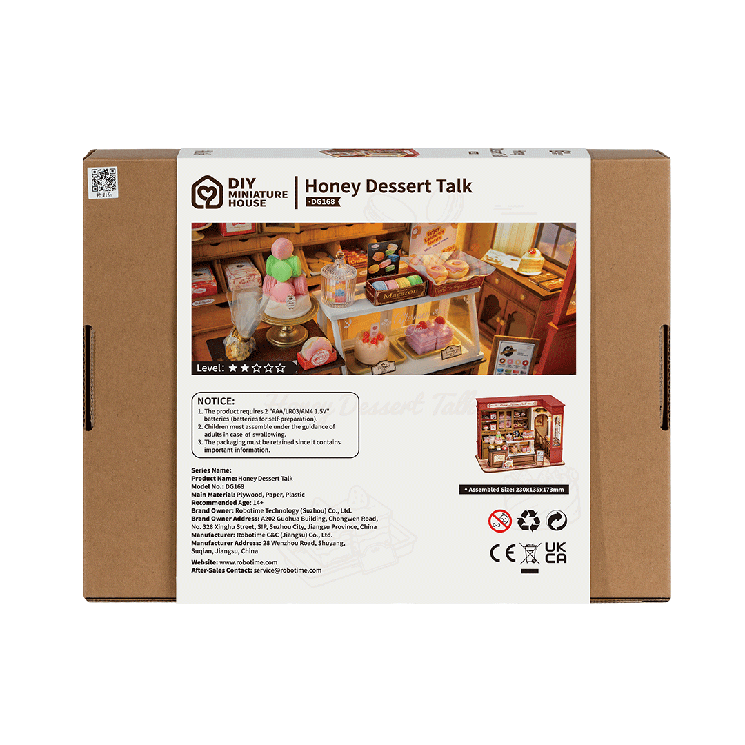 Robotime, DIY Huisje Honey Dessert Talk met LED verlichting, DG168, 23x13,5x17,3cm