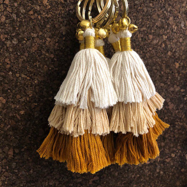 Luna -Leena Keychain Tassels Brown - Organic Cotton - Handmade in Nepal