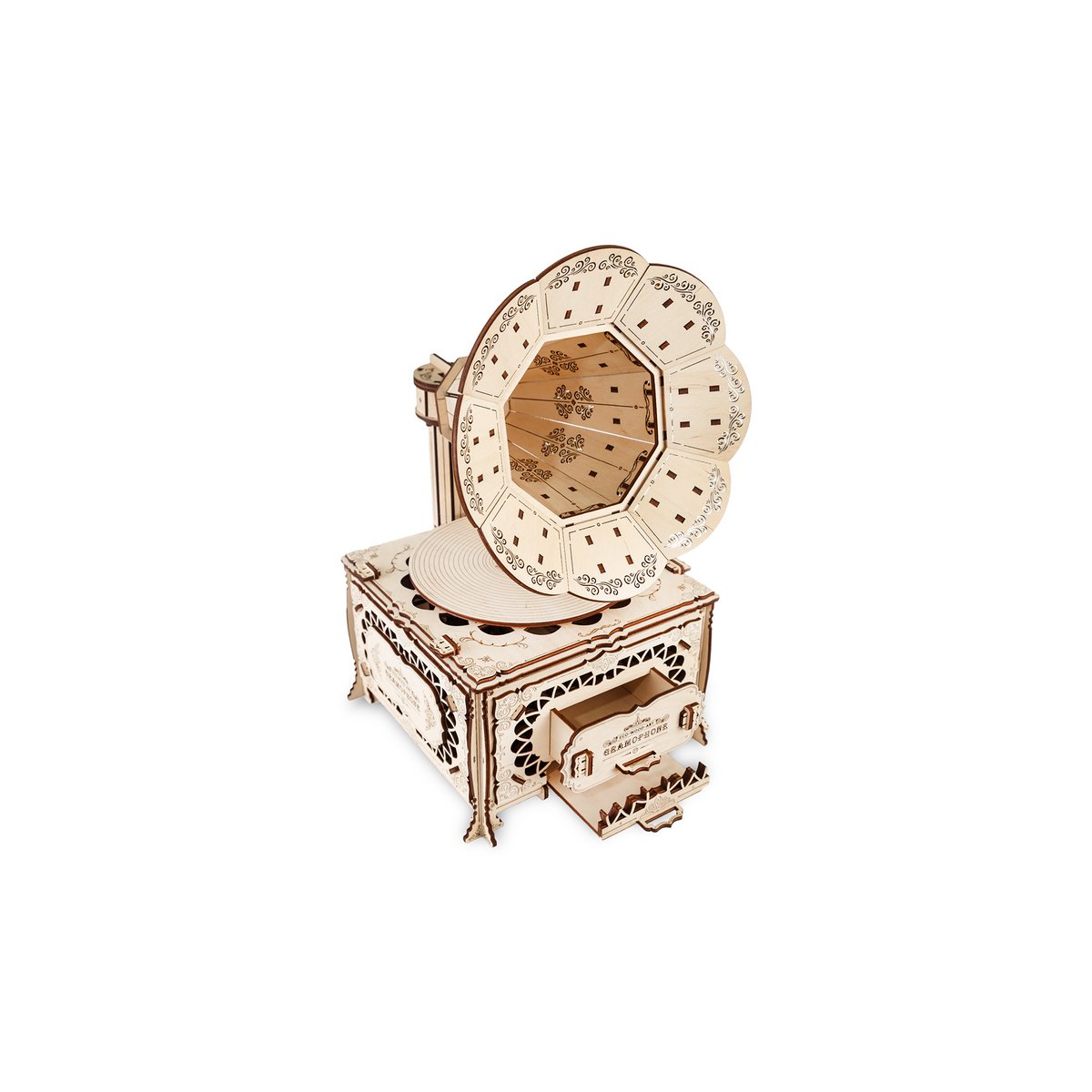 Eco Wood Art (EWA) 3D Mechanische Puzzel Grammofoon