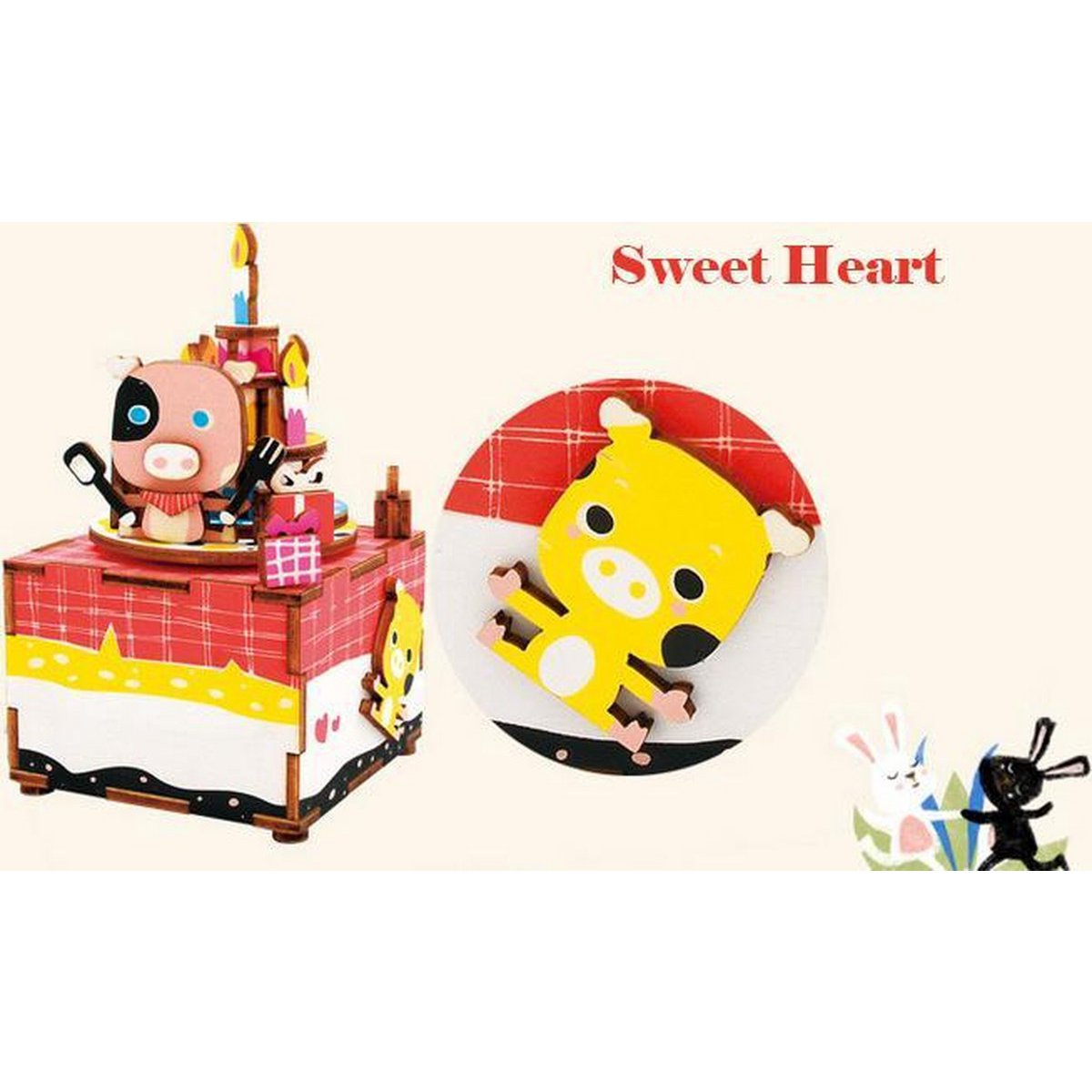 Muziekdoos Hout DIY 3D Puzzel Happy Birthday, Robotime