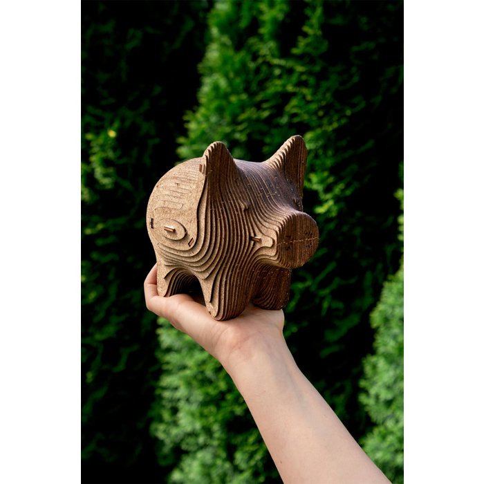 Eco Wood Art (EWA) 3D Houten Bouwset Spaarpot Varkentje/Pig, 3779, 16,3x10,4x13,9cm