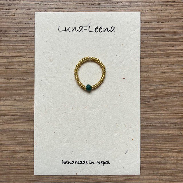 Luna-Leena - Ring - Groen/goud - Handgemaakt in Nepal