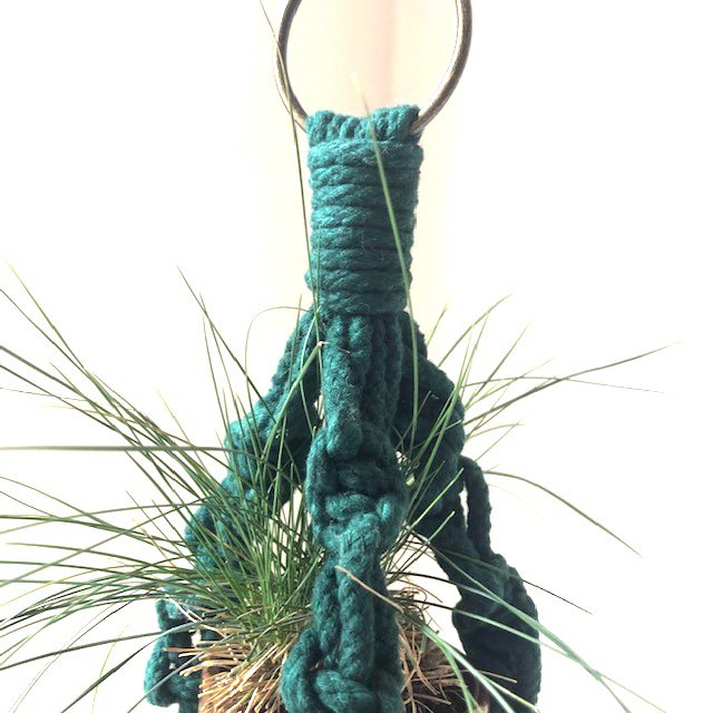 Luna-Leena plantenhanger mini macramé groen - Katoen - L38cm - Handgemaakt in Nepal