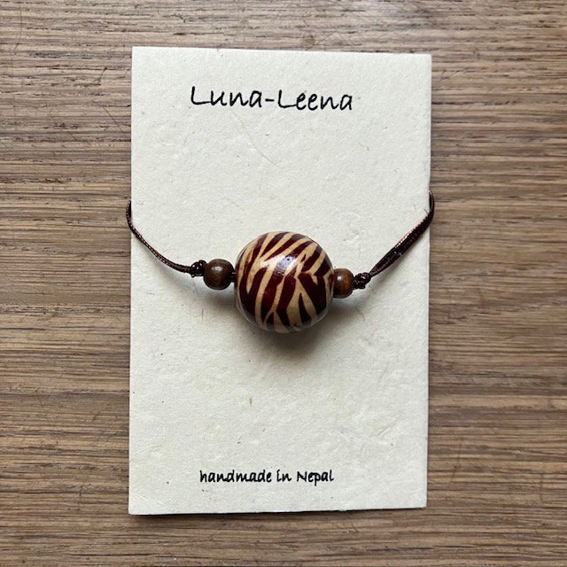 Luna-Leena armband Leopard Brown - gemaakt van bestaande kettingen van Nepal