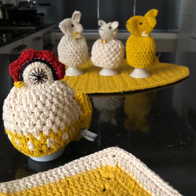Luna-Leena 2x Egg warmer kip - Biologisch katoen - Handgehaakt in Nepal