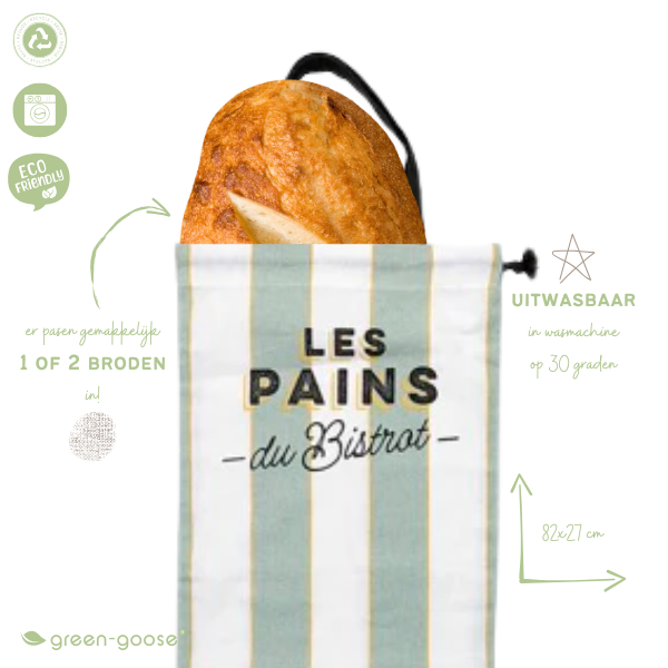 green-goose Katoenen Broodzak XXL - 27x82 cm - Creme
