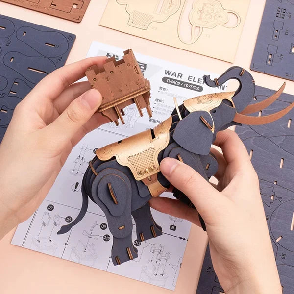 Robotime 3D Houten Puzzel Warrior Elephant