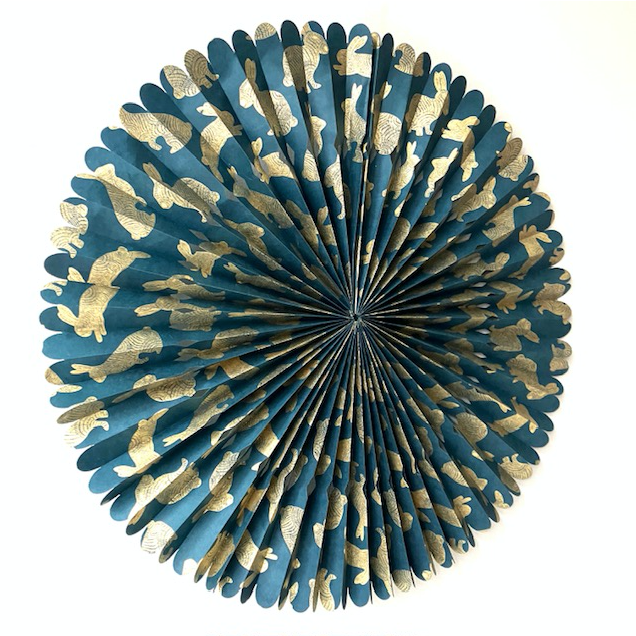 Luna-Leena Rosette - Eco-papier - Blauw/goud - Handgemaakt in Nepal