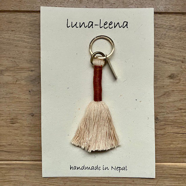 Luna-Leena Keychain Long Tassel Cream - Handgemaakt in Nepal
