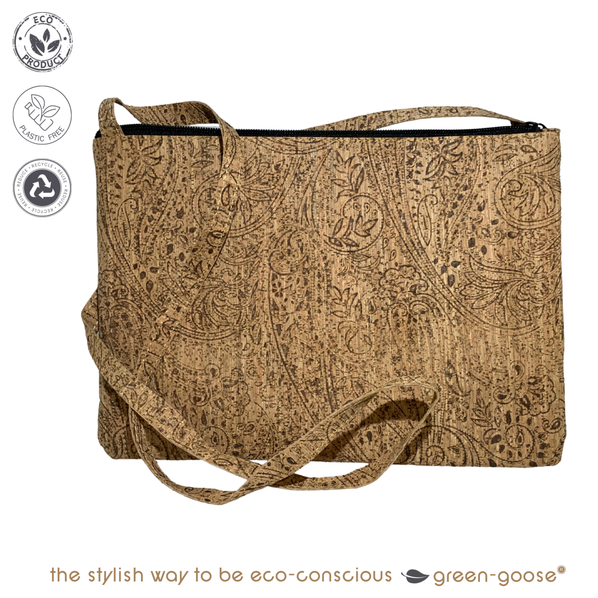 green-goose Kurk Schoudertas - Zilver